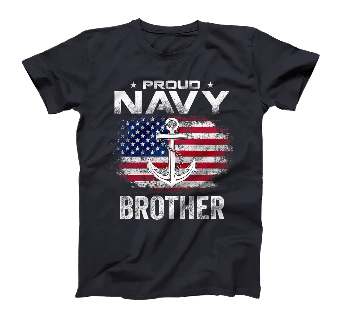 Vintage Proud Navy Brother With American Flag Gift Veteran Premium T-Shirt