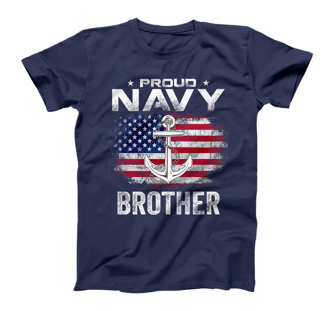 Vintage Proud Navy Brother With American Flag Gift Veteran Premium T-Shirt
