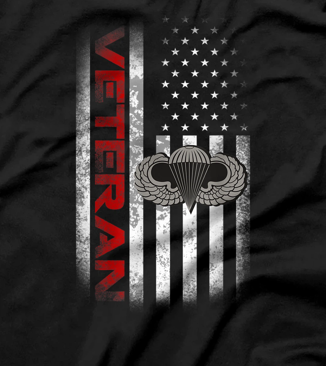 Vintage Flag US Paratrooper Airborne Division Army Veteran T-Shirt