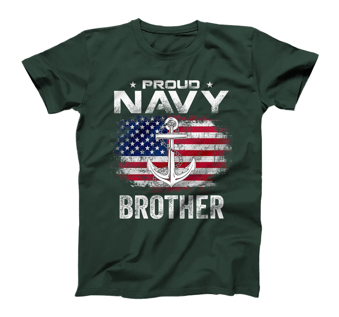 Vintage Proud Navy Brother With American Flag Gift Veteran Premium T-Shirt