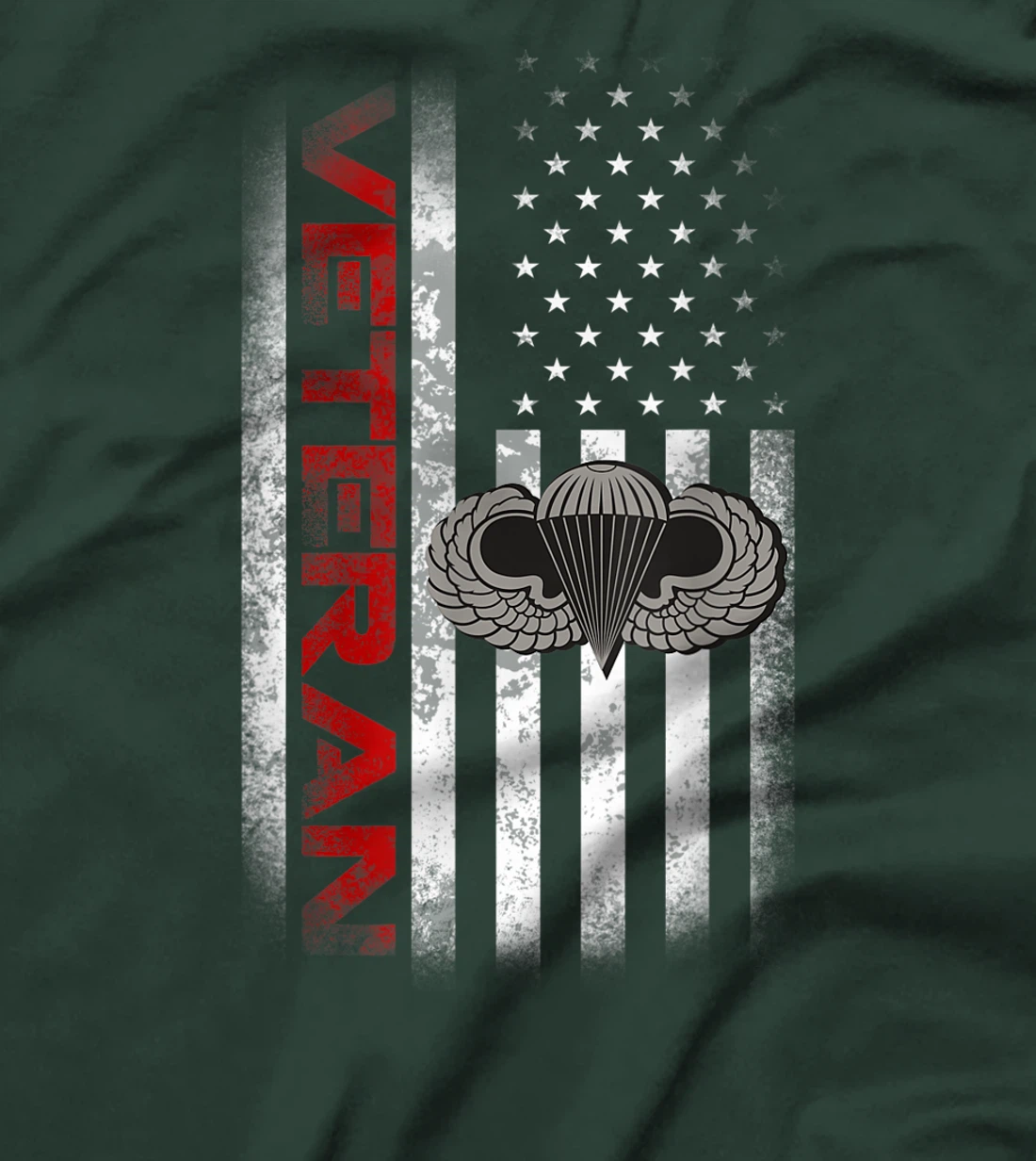 Vintage Flag US Paratrooper Airborne Division Army Veteran T-Shirt