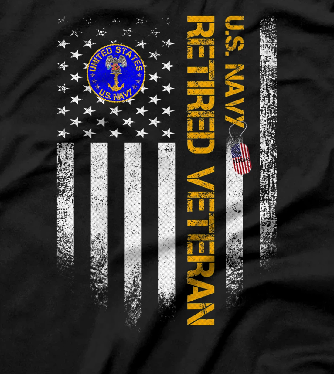 Vintage USA American Flag US Navy Proud Retired Veteran Gift Premium T-Shirt