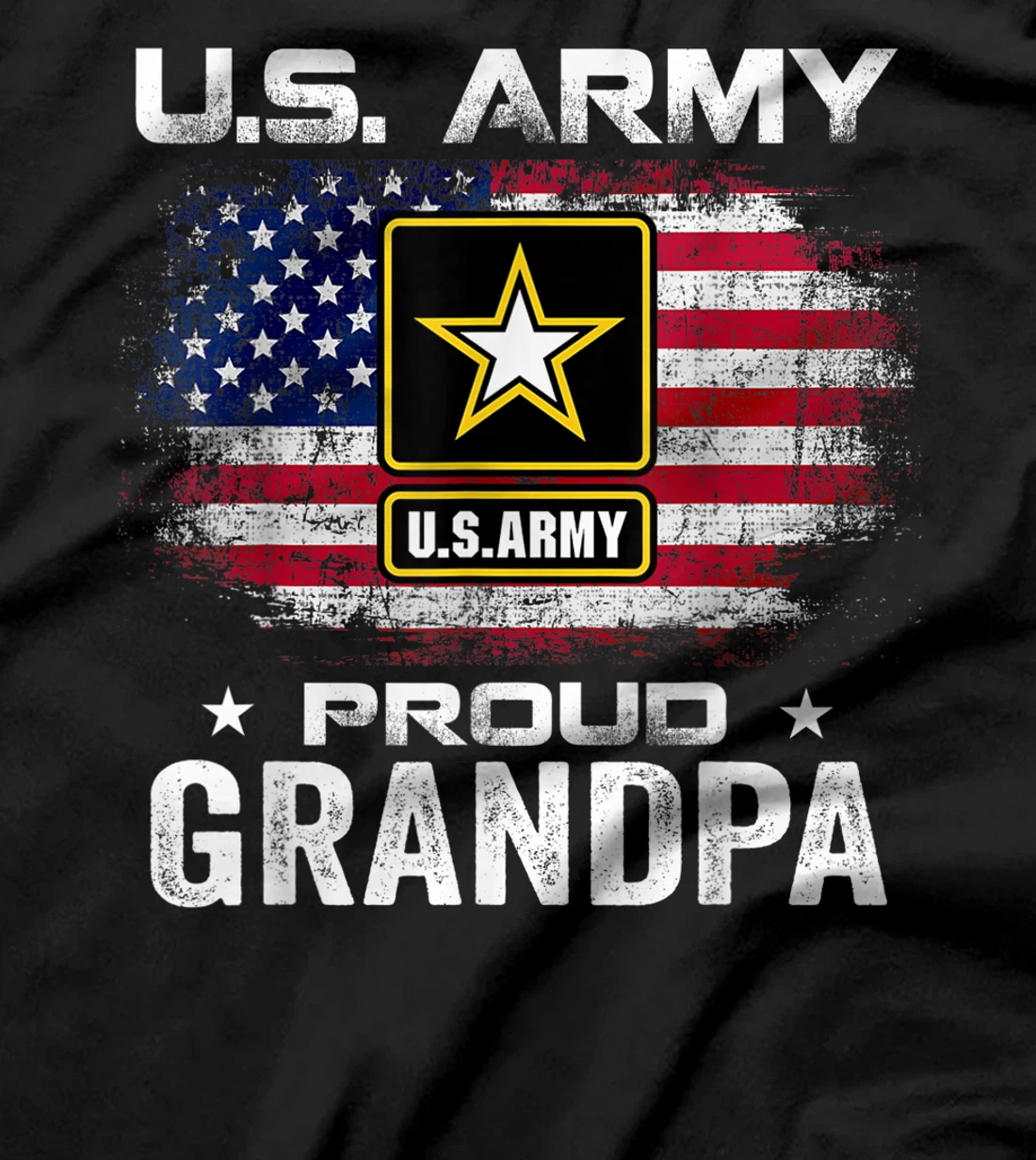 U.S Army Proud Grandpa With American Flag Gift Veteran Gift T-Shirt
