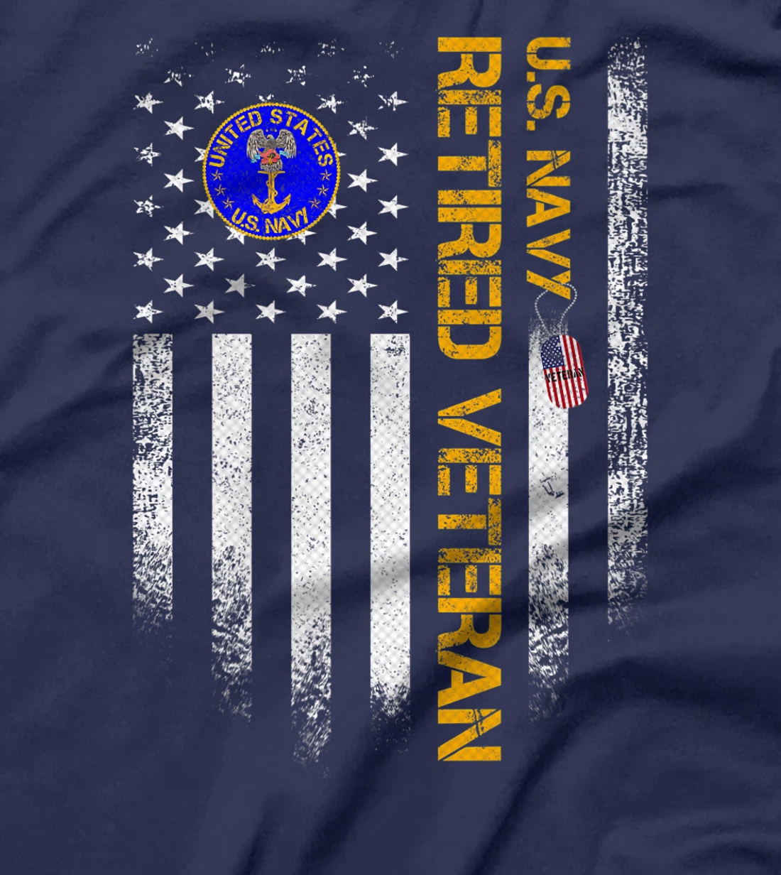 Vintage USA American Flag US Navy Proud Retired Veteran Gift Premium T-Shirt
