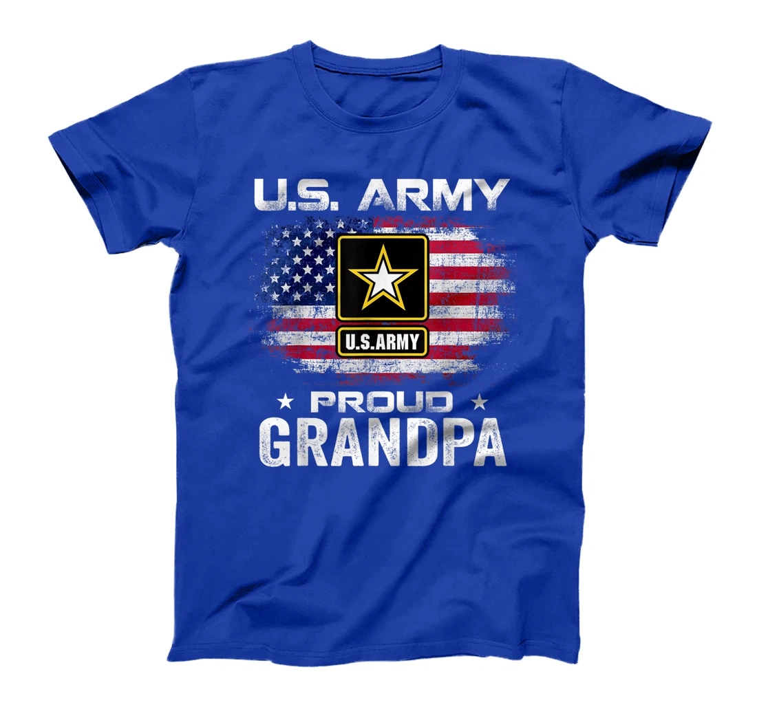 U.S Army Proud Grandpa With American Flag Gift Veteran Gift T-Shirt
