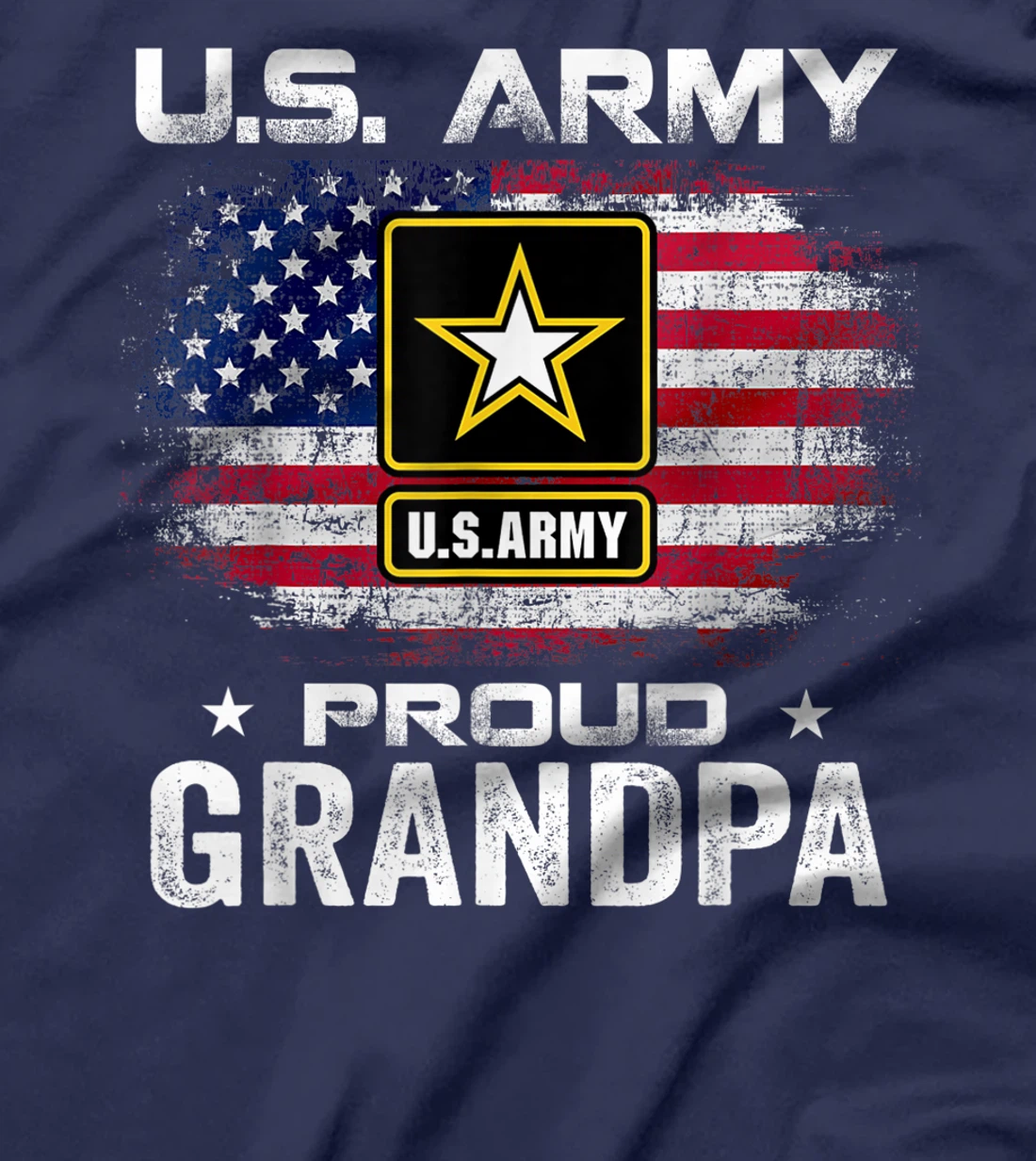 U.S Army Proud Grandpa With American Flag Gift Veteran Gift T-Shirt