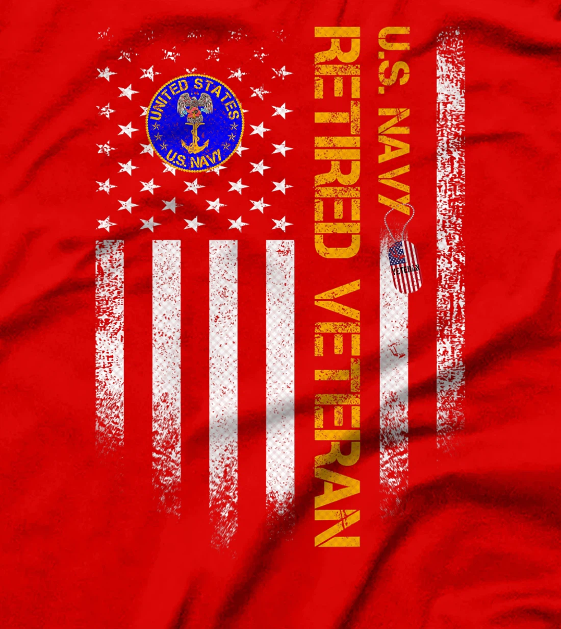 Vintage USA American Flag US Navy Proud Retired Veteran Gift Premium T-Shirt