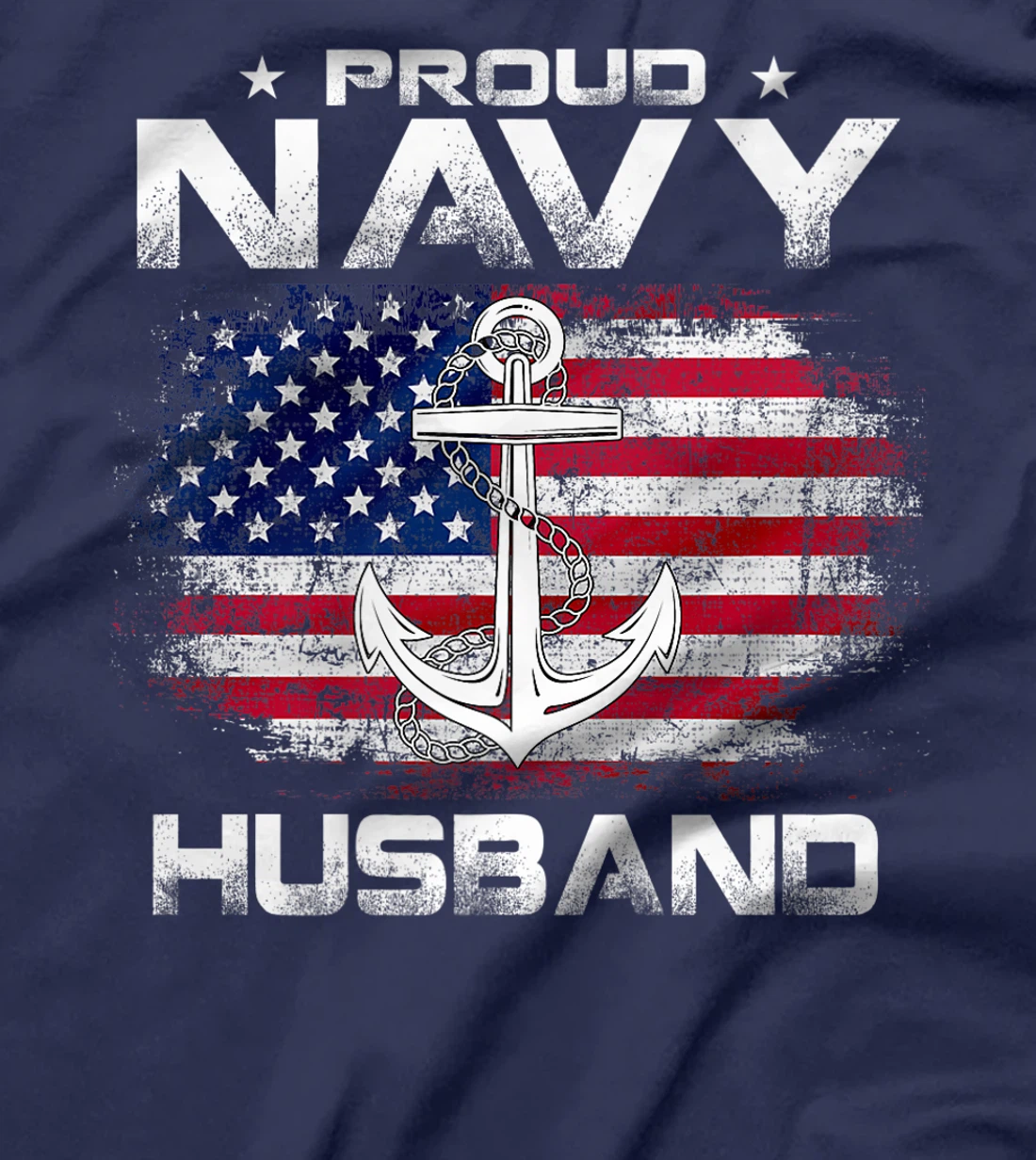 Vintage Proud Navy Husband With American Flag Gift Veteran Premium T-Shirt
