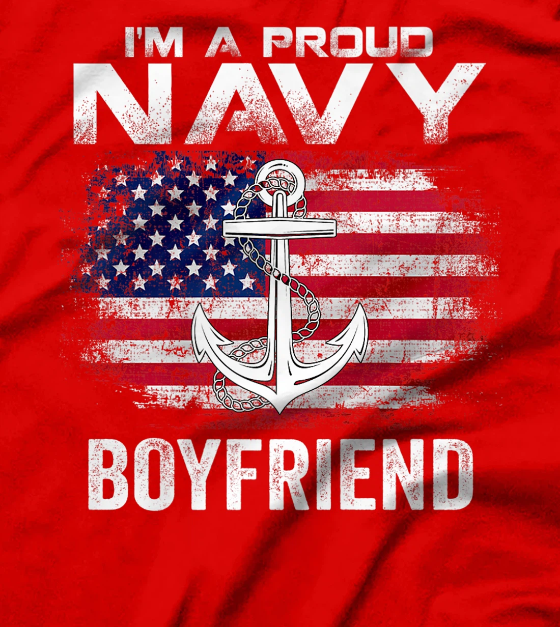 I'm A Proud Navy Boyfriend With American Flag Gift Veteran Premium T-Shirt