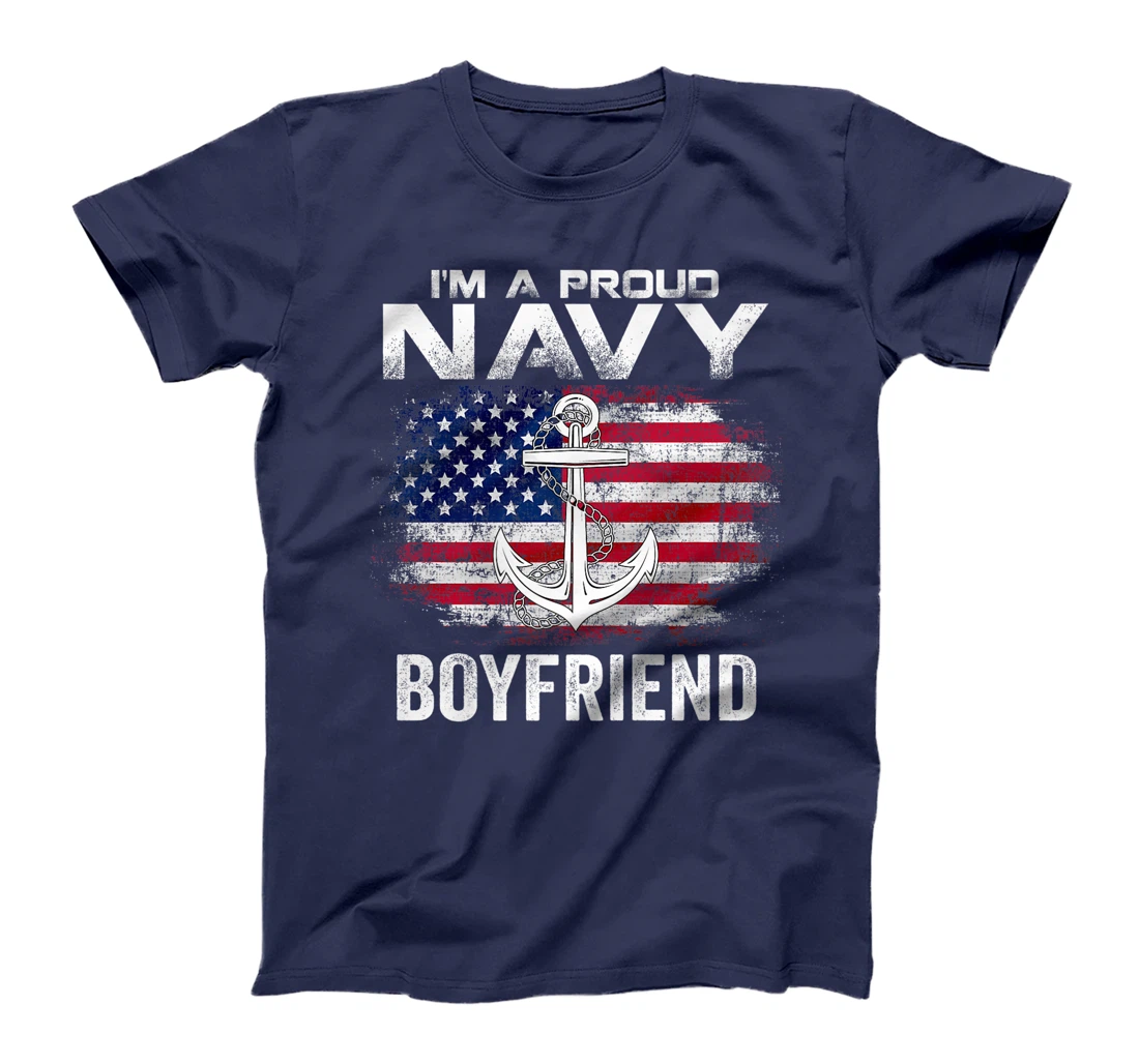I'm A Proud Navy Boyfriend With American Flag Gift Veteran Premium T-Shirt