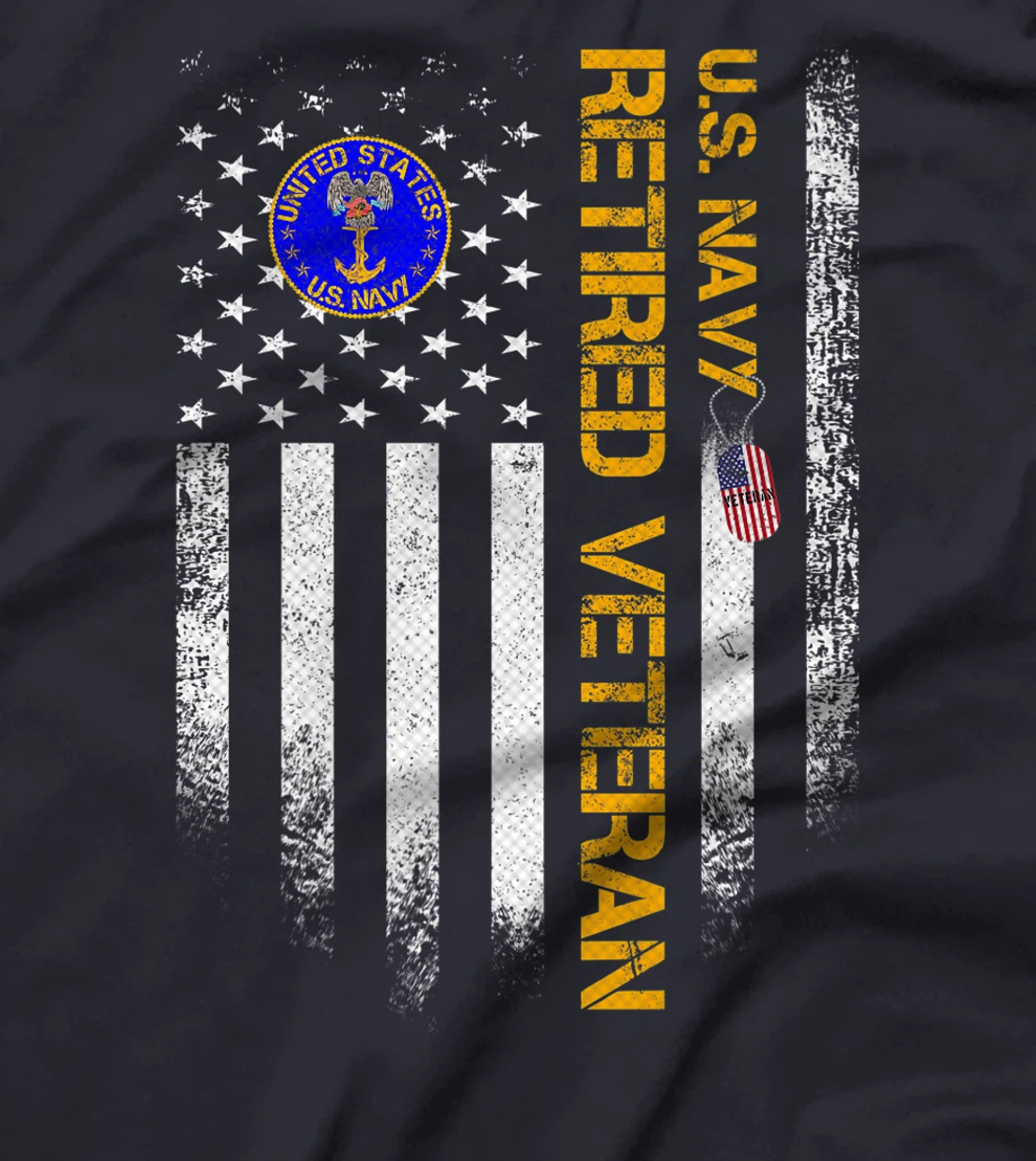 Vintage USA American Flag US Navy Proud Retired Veteran Gift Premium T-Shirt