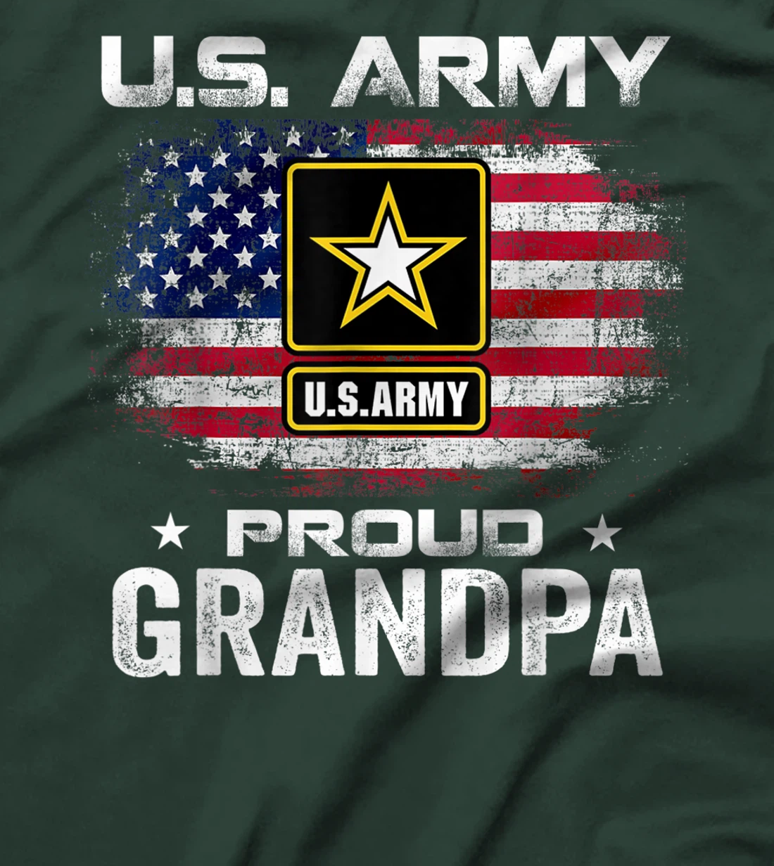U.S Army Proud Grandpa With American Flag Gift Veteran Gift T-Shirt