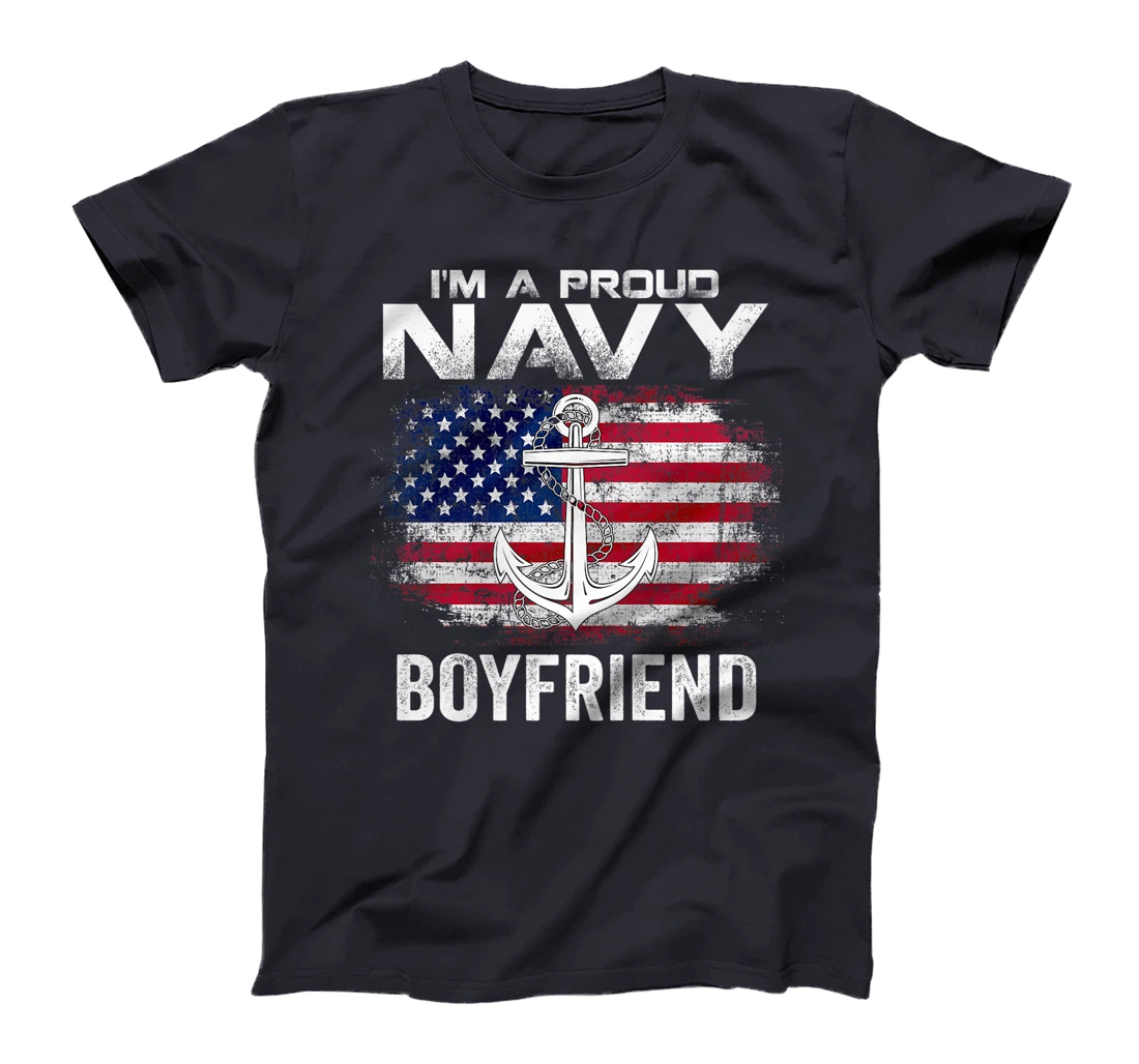 I'm A Proud Navy Boyfriend With American Flag Gift Veteran Premium T-Shirt