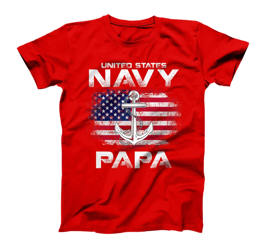United States Navy Papa With American Flag Gift Veteran Premium T-Shirt