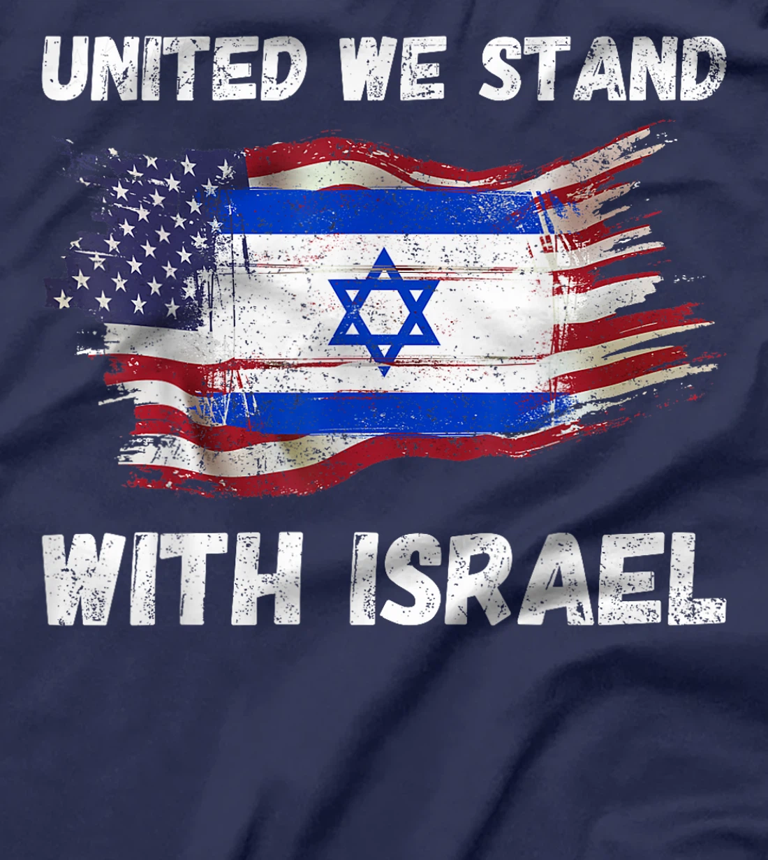 Womens United We Stand With Israel Israeli American USA Flag T-Shirt