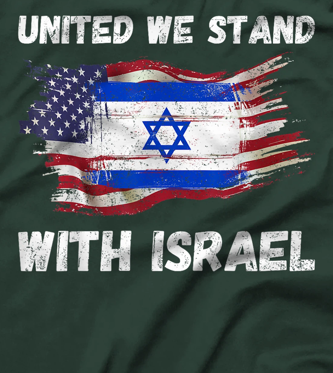 Womens United We Stand With Israel Israeli American USA Flag T-Shirt