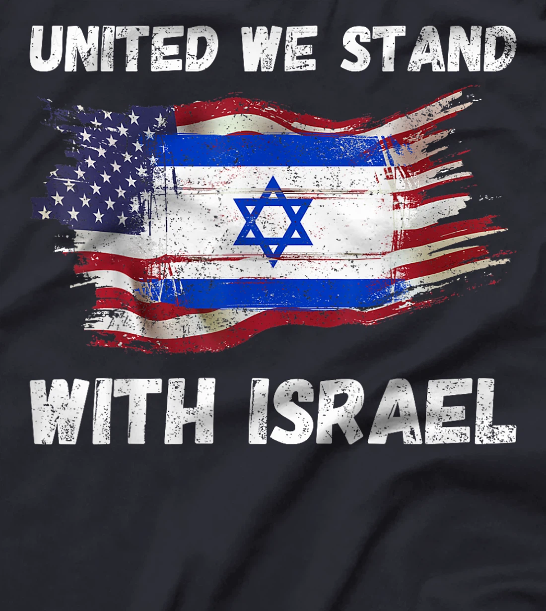 Womens United We Stand With Israel Israeli American USA Flag T-Shirt