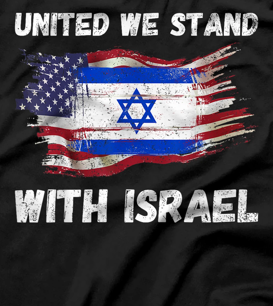 Womens United We Stand With Israel Israeli American USA Flag T-Shirt