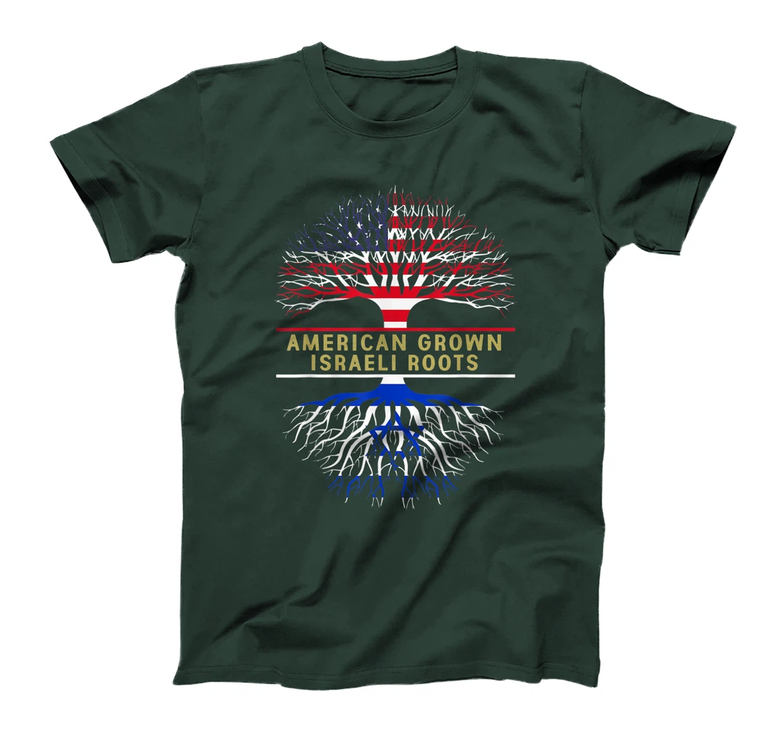 Womens American Grown Israeli Roots America Israel Tree Flag T-Shirt