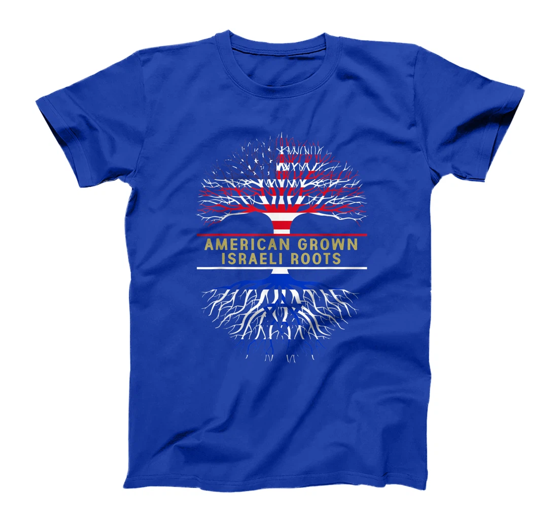 Womens American Grown Israeli Roots America Israel Tree Flag T-Shirt