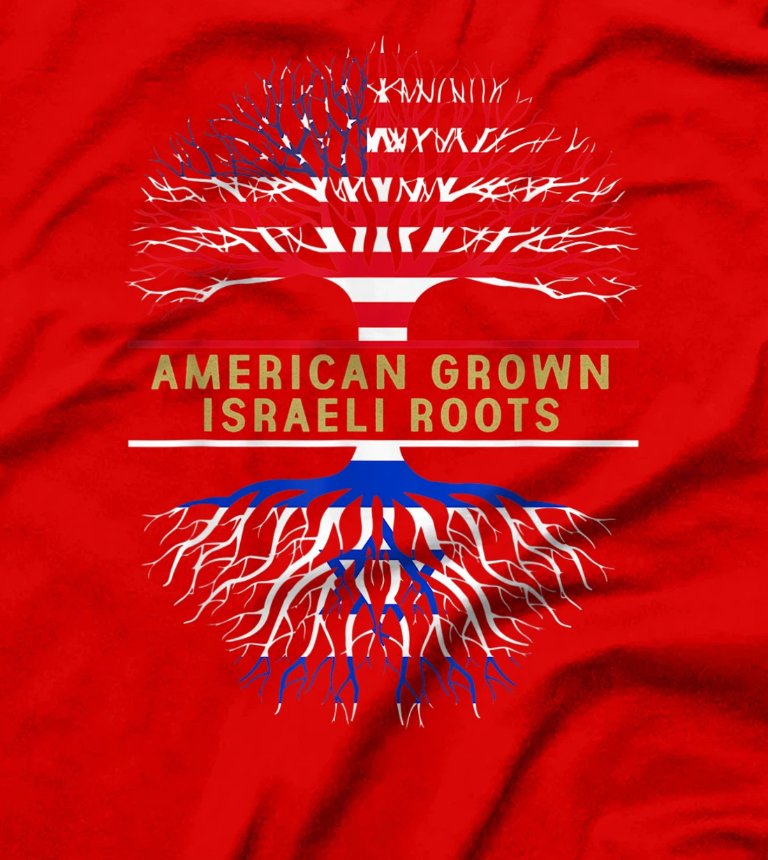 Womens American Grown Israeli Roots America Israel Tree Flag T-Shirt