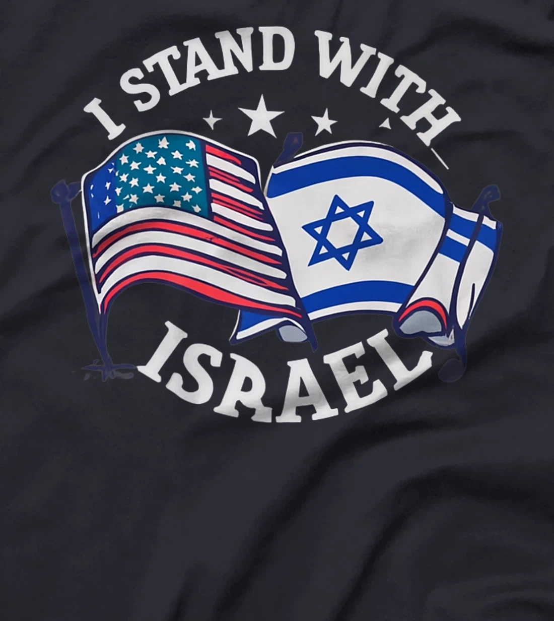Womens I Stand With Israel USA American Flag w/ Israel Flag T-Shirt