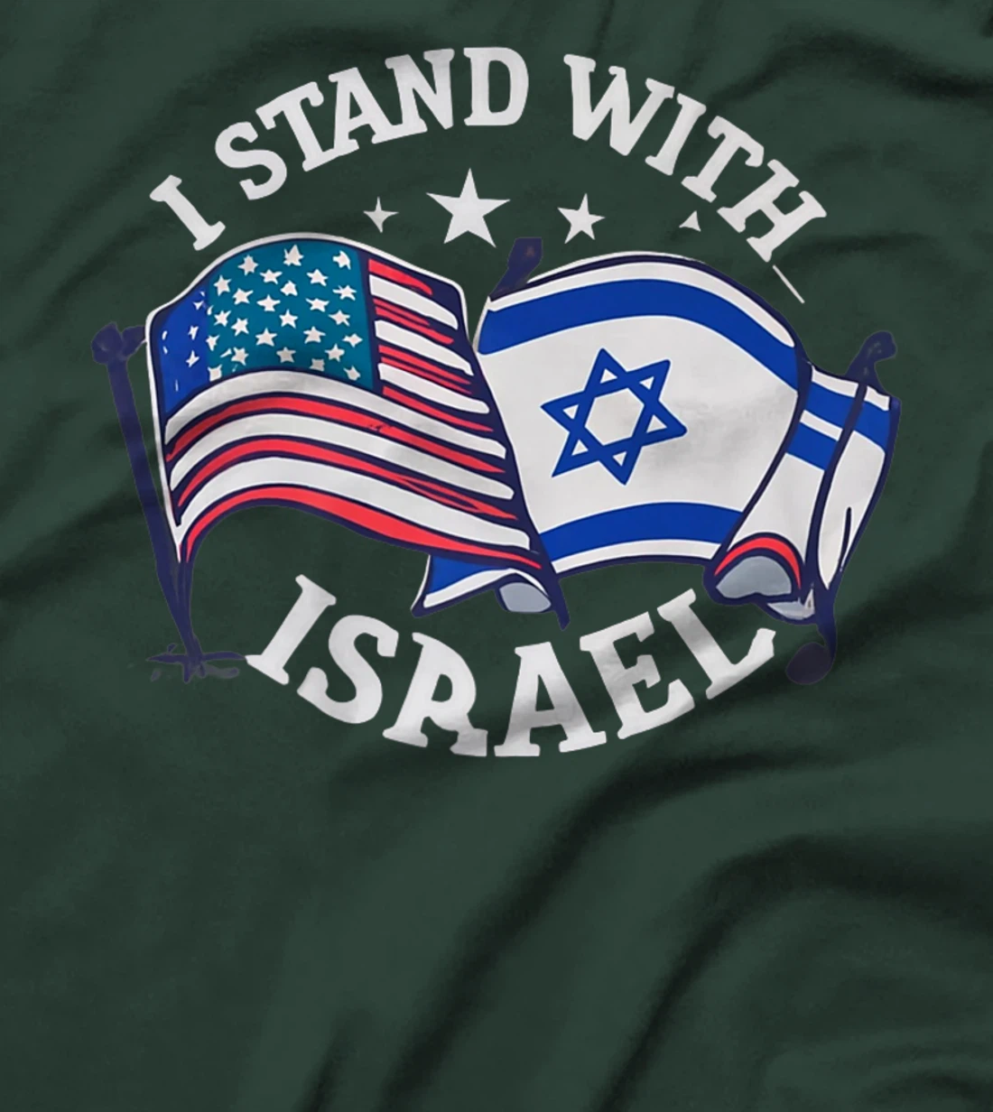 Womens I Stand With Israel USA American Flag w/ Israel Flag T-Shirt