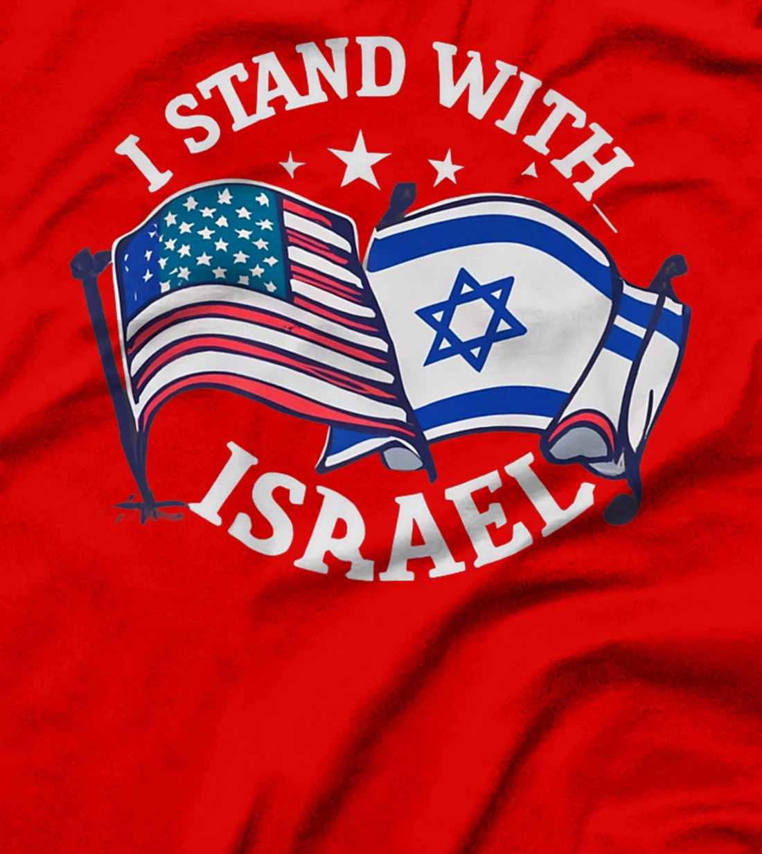 Womens I Stand With Israel USA American Flag w/ Israel Flag T-Shirt