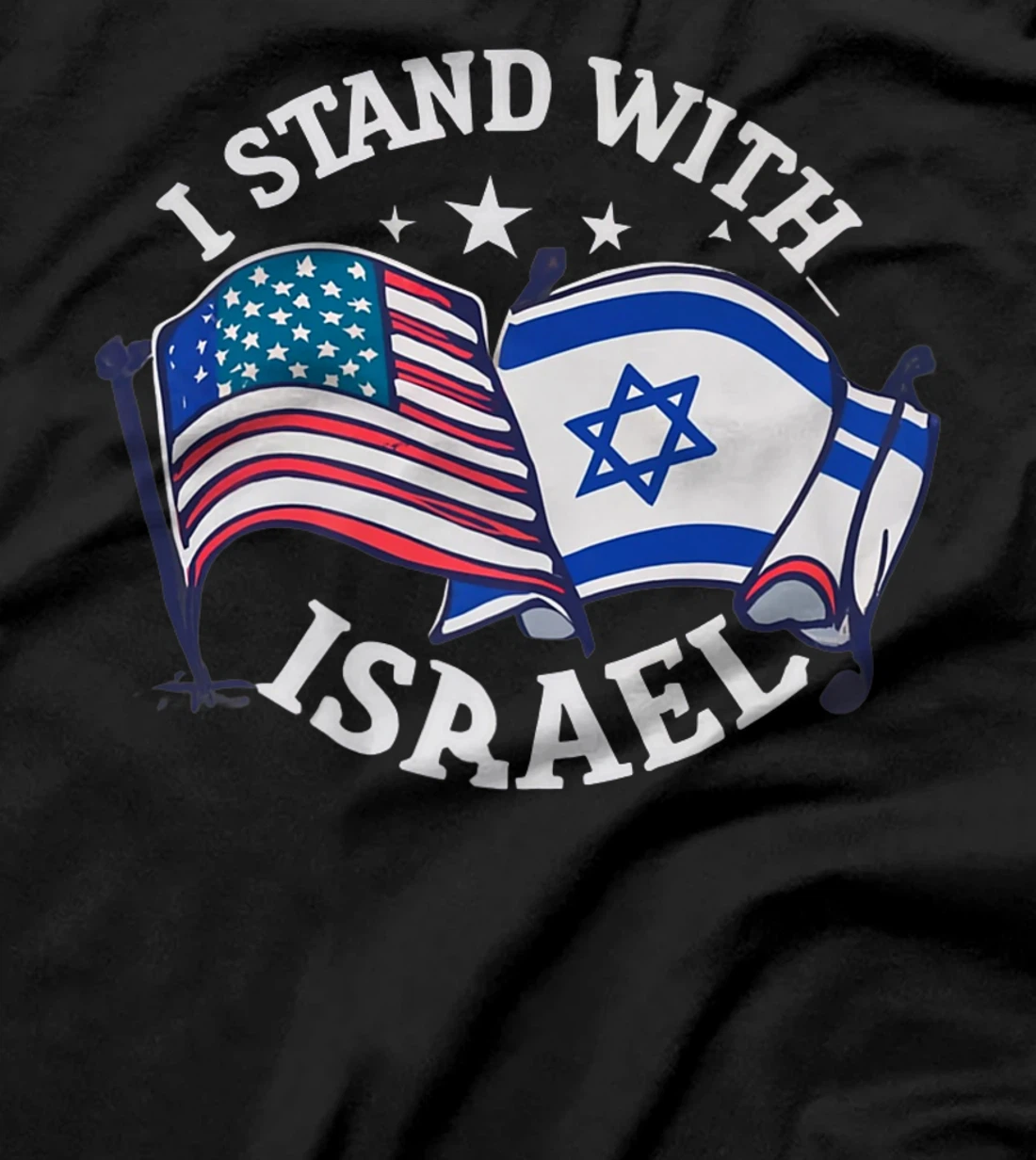 Womens I Stand With Israel USA American Flag w/ Israel Flag T-Shirt