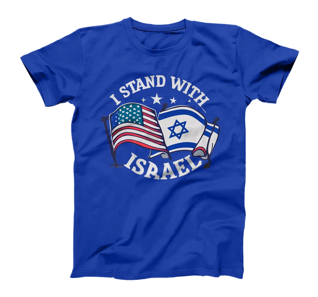 Womens I Stand With Israel USA American Flag w/ Israel Flag T-Shirt