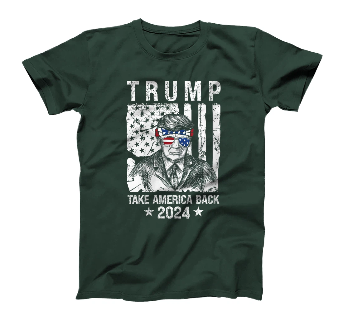 Womens Trump 2024 Take America Back Trump American Flag Sunglasses T-Shirt