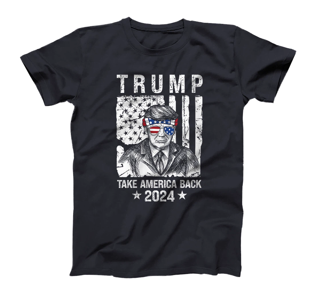 Womens Trump 2024 Take America Back Trump American Flag Sunglasses T-Shirt