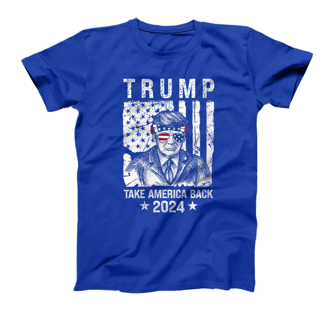 Womens Trump 2024 Take America Back Trump American Flag Sunglasses T-Shirt