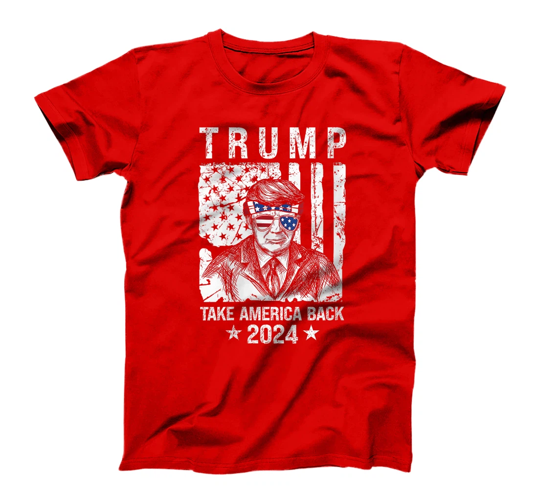 Womens Trump 2024 Take America Back Trump American Flag Sunglasses T-Shirt