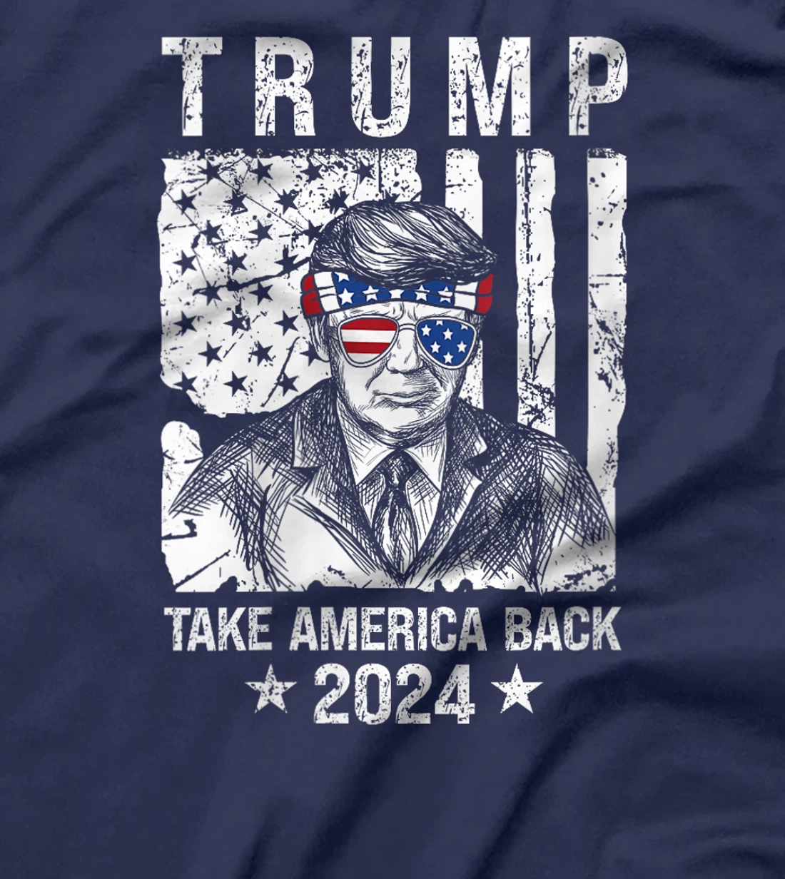 Womens Trump 2024 Take America Back Trump American Flag Sunglasses T-Shirt