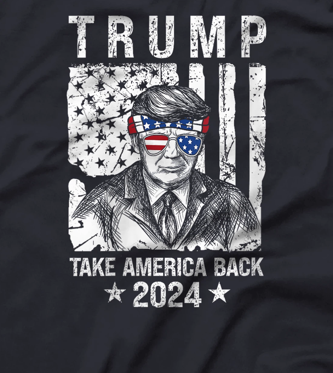 Womens Trump 2024 Take America Back Trump American Flag Sunglasses T-Shirt