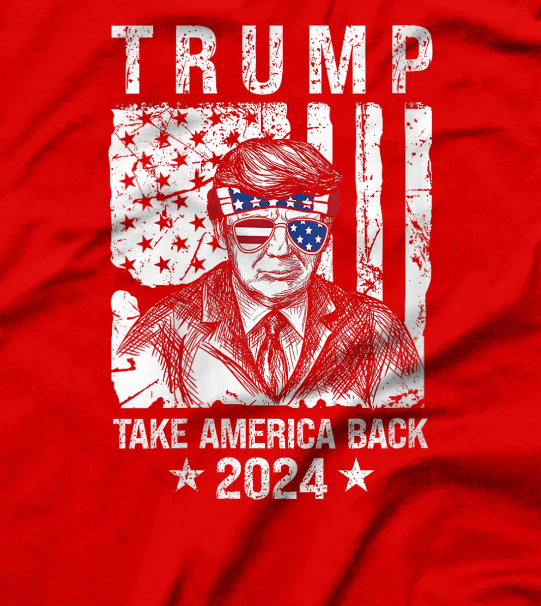 Womens Trump 2024 Take America Back Trump American Flag Sunglasses T-Shirt