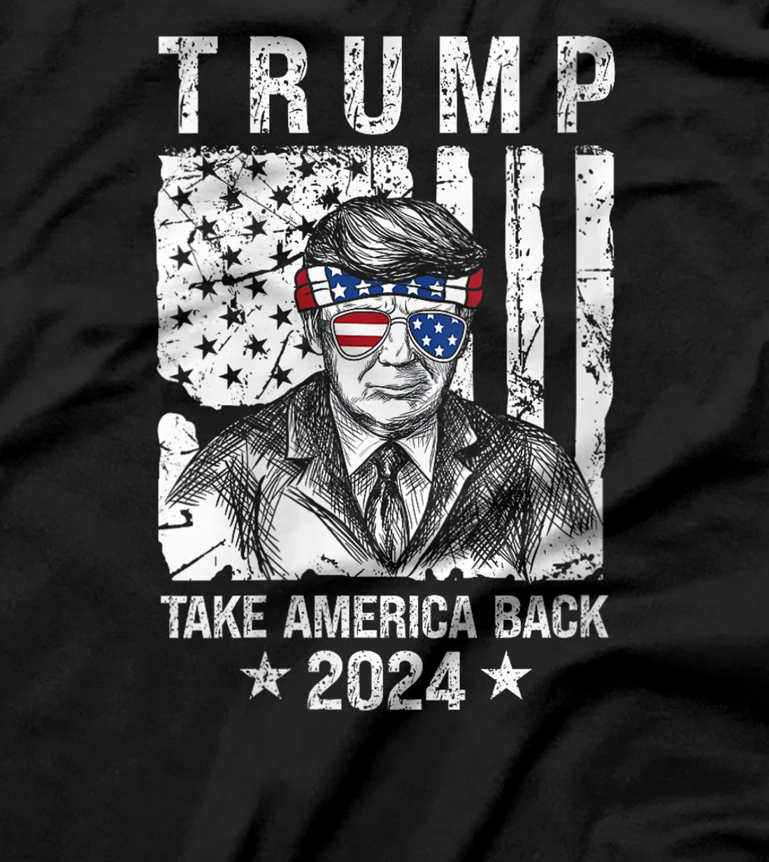 Womens Trump 2024 Take America Back Trump American Flag Sunglasses T-Shirt
