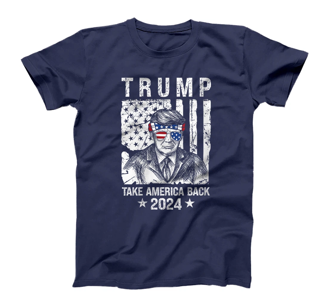 Womens Trump 2024 Take America Back Trump American Flag Sunglasses T-Shirt