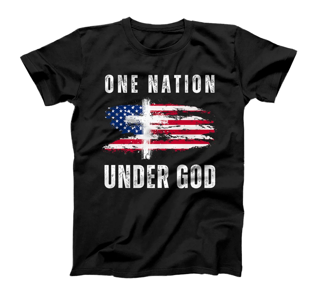 One Nation Under God USA Flag 4th Of July Christian Premium T-Shirt