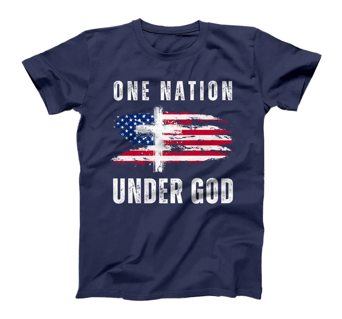 One Nation Under God USA Flag 4th Of July Christian Premium T-Shirt