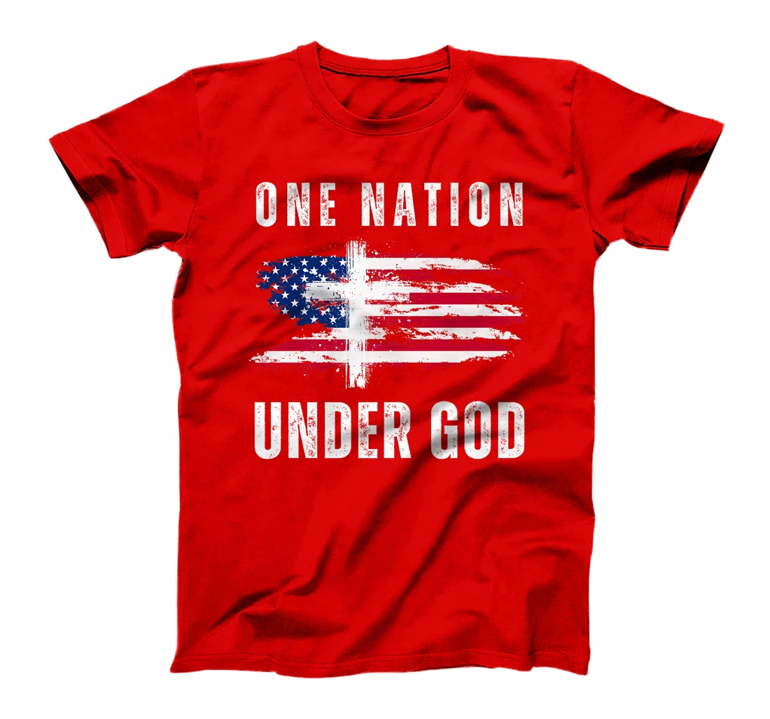 One Nation Under God USA Flag 4th Of July Christian Premium T-Shirt