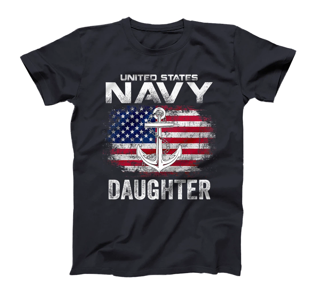 United States Navy Daughter With American Flag Gift Veteran Premium T-Shirt