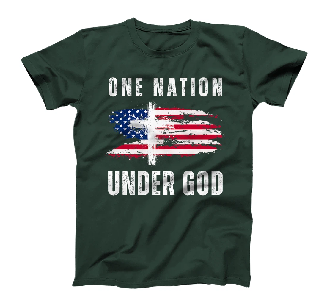 One Nation Under God USA Flag 4th Of July Christian Premium T-Shirt