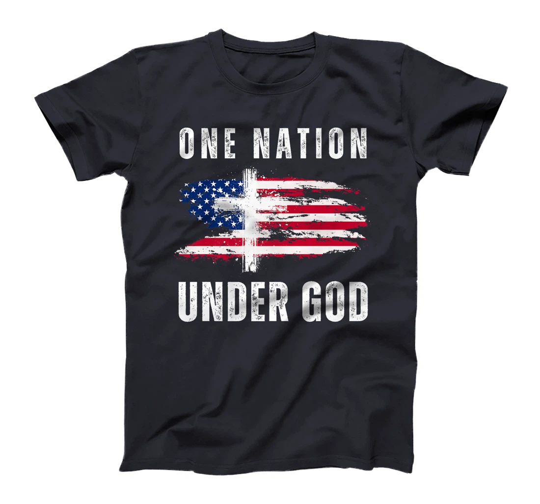 One Nation Under God USA Flag 4th Of July Christian Premium T-Shirt