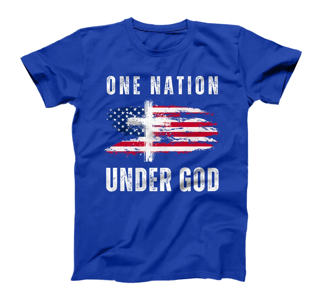 One Nation Under God USA Flag 4th Of July Christian Premium T-Shirt