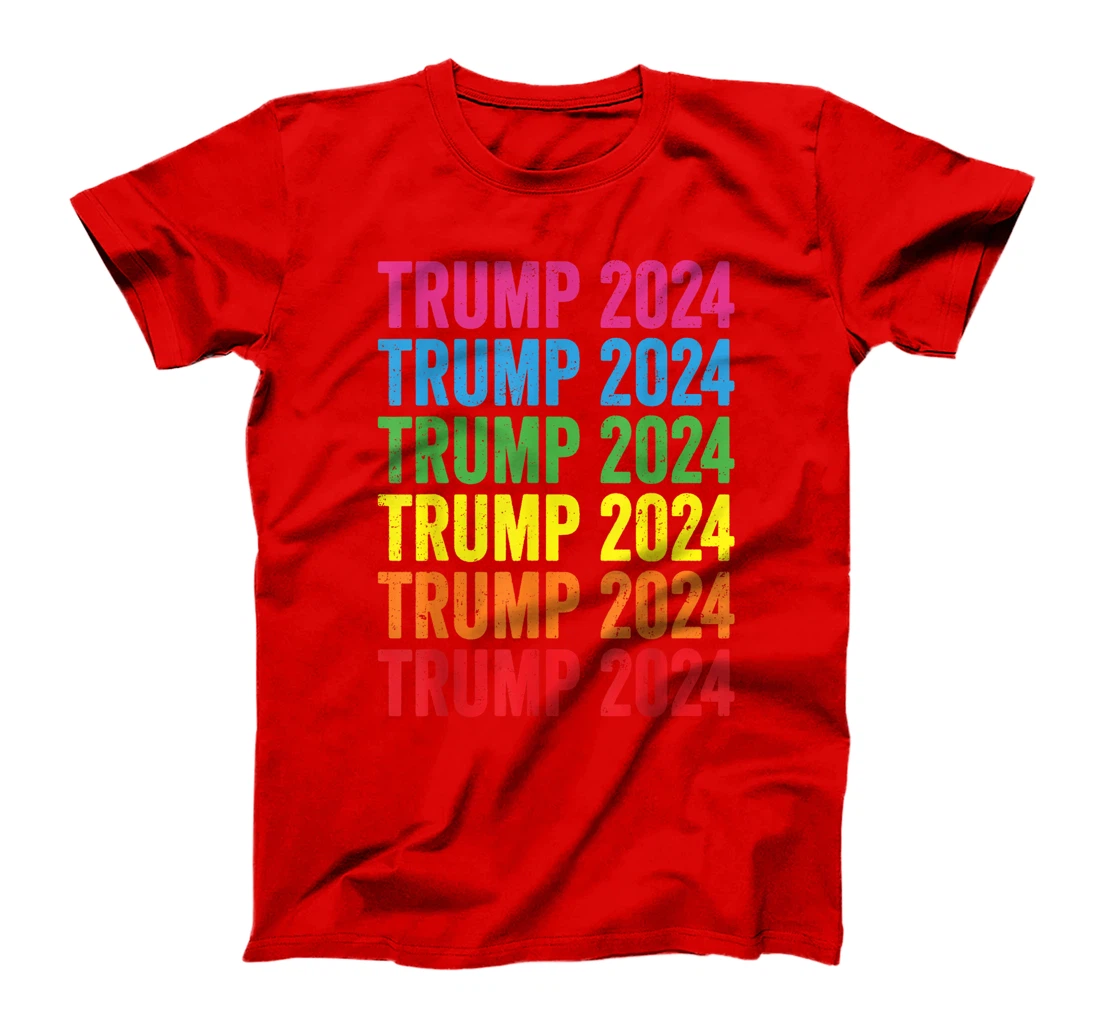 Pro Trump 2024 LGBTQ Rainbow Flag Lesbian Gay Pride T-Shirt