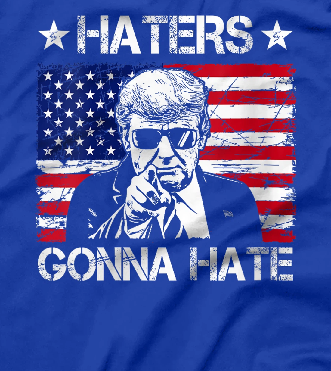 Womens Haters Gonna Hate Middle Finger Funny Trump 2024 President T-Shirt