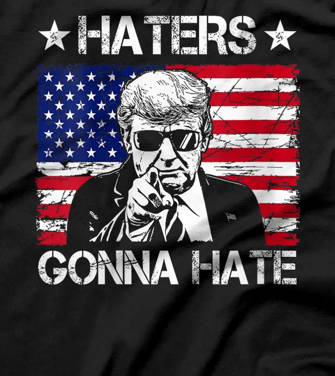 Womens Haters Gonna Hate Middle Finger Funny Trump 2024 President T-Shirt