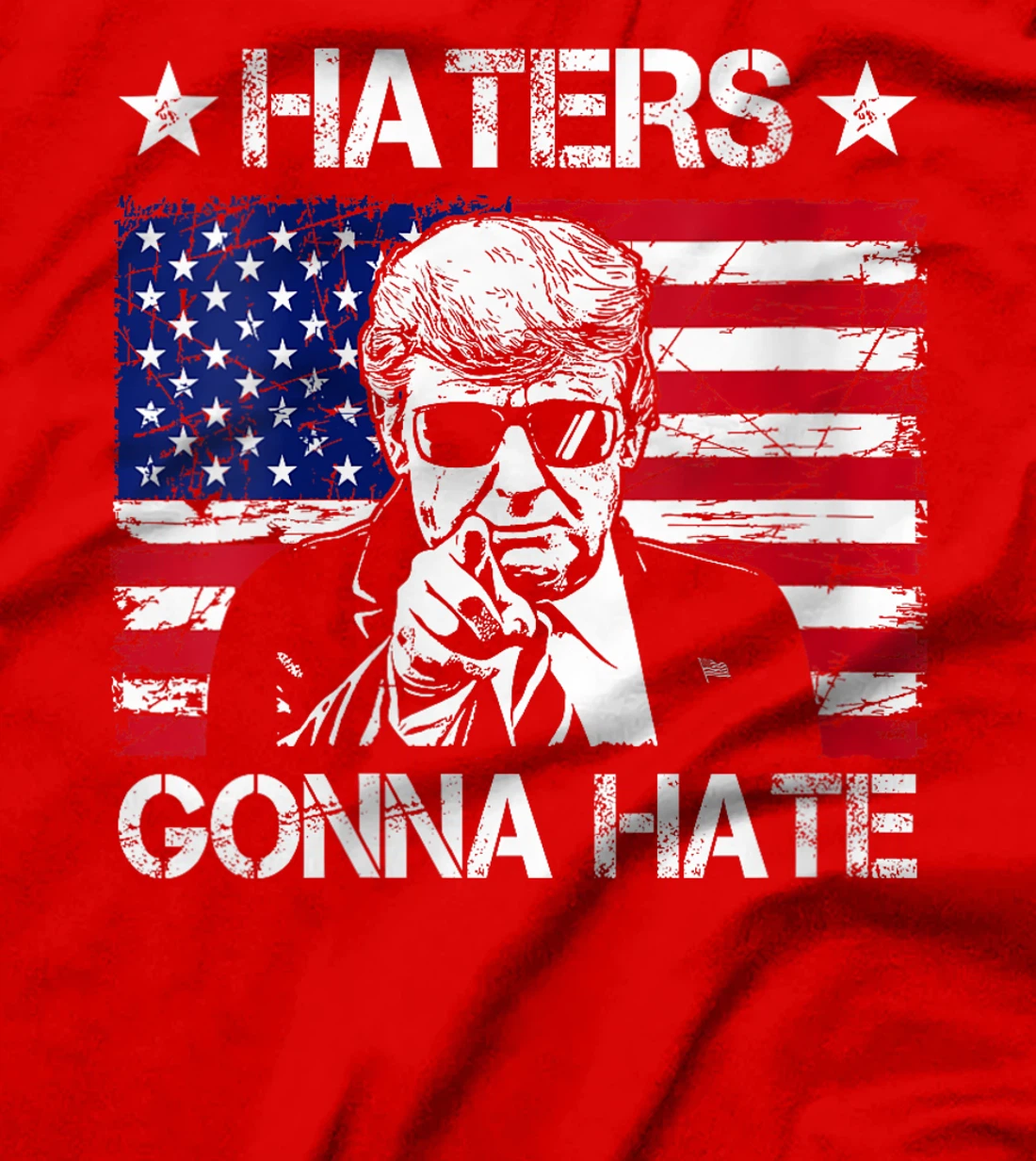 Womens Haters Gonna Hate Middle Finger Funny Trump 2024 President T-Shirt